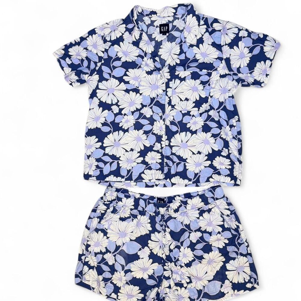 Gap Women's Purple and White Pajama Set - Size Large